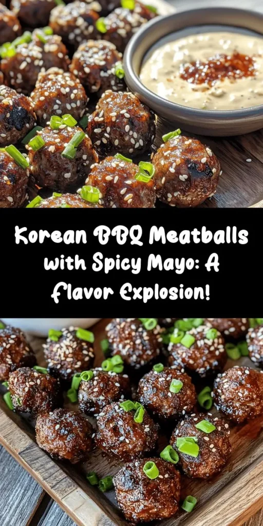 Savor the tastes of Korea with these mouthwatering Korean BBQ Meatballs paired with a zesty spicy mayo dip! Made with tender ground beef or pork, fresh garlic, ginger, and green onions, these meatballs are baked to perfection. Serve them with a creamy, spicy mayo made from Sriracha and mayo for an irresistible appetizer or snack. Perfect for gatherings or a cozy night in! Give this easy recipe a try and enjoy the explosion of flavors!