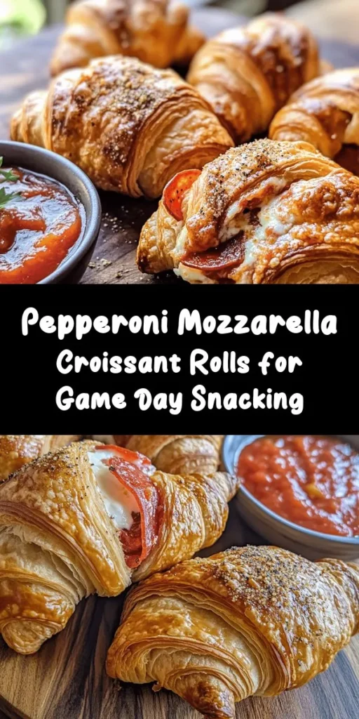 Get ready to impress with these delightful Mozzarella Pepperoni Croissant Rolls! Perfect for a quick snack or an easy appetizer, these rolls are made with flaky crescent dough, ooey-gooey mozzarella, and savory pepperoni, all seasoned to perfection. Simply roll them up, bake until golden, and serve warm with marinara for dipping. With just 10 minutes of prep, you’ll have a crowd-pleaser in no time. Ideal for game day or family gatherings!