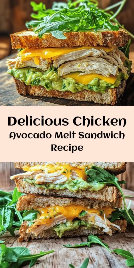 Savor the deliciousness of this Chicken Avocado Melt Sandwich that's perfect for a quick lunch or a cozy dinner! Packed with shredded chicken, creamy avocado, and melted cheese, this sandwich will elevate your taste buds. With just a few simple ingredients and easy steps, you can enjoy this hearty meal in just 20 minutes. Customize it with fresh spinach or arugula for added flavor. Give it a try for a satisfying bite any time of day! 🥑🍗