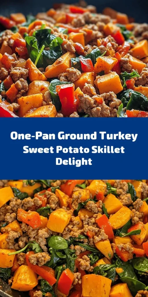 Looking for a quick and healthy dinner idea? Try this Ground Turkey Sweet Potato Skillet! Packed with flavor and nutrition, this easy one-pan meal combines savory ground turkey, sweet potatoes, and vibrant veggies. It's seasoned with smoked paprika and cumin for a delicious kick. Perfect for busy weeknights, it takes just 30 minutes to prepare. Serve it hot and top with fresh cilantro for a colorful touch. Your family will love it!