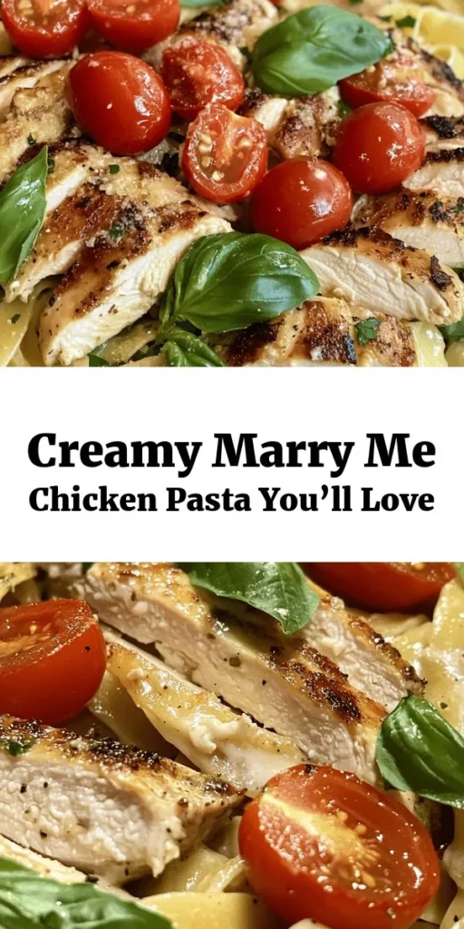 Looking to impress with dinner tonight? Try this Marry Me Chicken Pasta! Quick and delicious, it features tender chicken in a rich, creamy sauce infused with garlic and cherry tomatoes, all tossed with fettuccine. Perfect for date night or a cozy family meal, this dish is flavorful and satisfying. Don't forget the fresh basil and extra Parmesan for that finishing touch! You won’t be able to resist seconds!