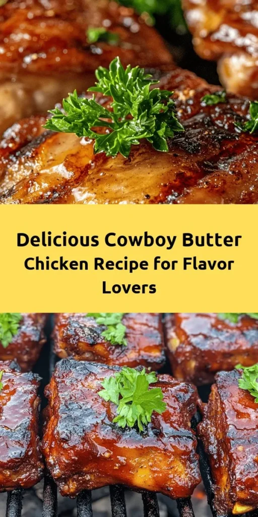 Get ready for a mouthwatering meal with this Cowboy Butter Chicken recipe! Tender grilled chicken thighs are marinated in a flavorful blend of garlic, smoked paprika, and a hint of sweetness from brown sugar. Perfect for summer barbecues, this dish packs a punch of flavor and is sure to impress your family and friends. Top with melted cowboy butter and fresh parsley for a delicious finish. Quick to prepare and easily customizable for heat lovers!