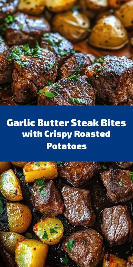 Elevate your dinner with these sizzling garlic butter steak bites and crispy potatoes! This easy recipe combines tender sirloin steak cubes with golden roasted baby potatoes, all bathed in rich garlic butter. Perfect for any night of the week, the meal is seasoned to perfection with thyme and paprika for an extra flavor boost. Enjoy a delightful serving in just 40 minutes, and don’t forget to garnish with fresh parsley for that finishing touch!
