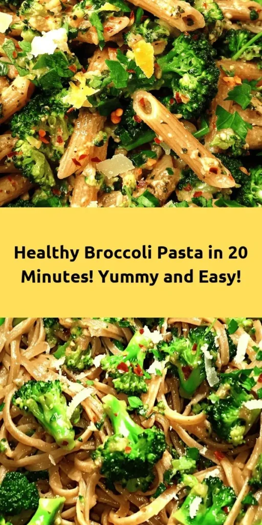 Discover the perfect weeknight dinner with this Easy Healthy Broccoli Pasta recipe! In just 20 minutes, you can enjoy a deliciously simple dish featuring whole wheat pasta and vibrant broccoli, all tossed in a garlicky olive oil sauce. With a hint of lemon for brightness and optional Parmesan cheese for a savory touch, this meal is both nutritious and satisfying. Perfect for busy evenings, serve it up with fresh basil or parsley for a burst of flavor!