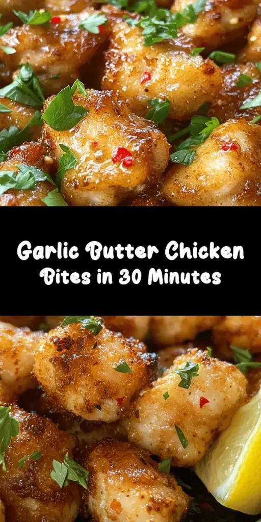 Discover a deliciously easy Garlic Butter Chicken Bites recipe that your family will love! With tender chicken thighs sautéed in buttery garlic goodness and seasoned with oregano and thyme, this dish is packed with flavor. Perfect for a quick dinner or a cozy meal, it’s ready in just 30 minutes. Garnish with fresh parsley and serve with lemon wedges for a refreshing twist. Try it tonight for a mouthwatering treat!
