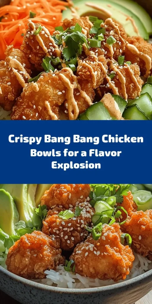 Savor the bold flavors of Bang Bang Chicken Bowls! This easy recipe features crispy, golden chicken tossed in a spicy mayo sauce, served on a bed of fluffy jasmine rice. Top it off with fresh veggies like avocado, shredded carrots, and cucumber for a colorful, nutritious meal. Perfect for dinner or meal prep, these bowls come together in just 30 minutes. Get ready to enjoy a delightful fusion of flavors that everyone will love!