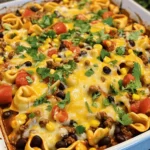 Imagine a dish that seamlessly marries the vibrant flavors of Mexican cuisine with the comforting warmth of Italian comfort food. The Cheesy Beef Enchilada Tortellini is just that – a delightful fusion meal that brings together the best of both worlds. This hearty dish features tender cheese-filled tortellini enveloped in a rich, savory beef enchilada sauce, making it a go-to for families seeking a satisfying meal that’s both delicious and easy to prepare.