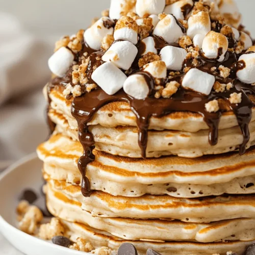 Are you ready to elevate your breakfast game? Imagine a stack of fluffy pancakes infused with the nostalgic flavors of campfire s'mores, a delightful treat that combines the sweetness of chocolate, the gooeyness of marshmallows, and the crunch of graham crackers. The S’mores Pancakes Delight recipe is not just a breakfast dish; it’s an experience that brings together the joy of outdoor adventures and the comforts of home. Perfect for family gatherings, casual brunches, or simply a cozy weekend treat, this recipe will transport you back to carefree summer nights spent around the fire, savoring every bite of melted chocolate and toasted marshmallows.