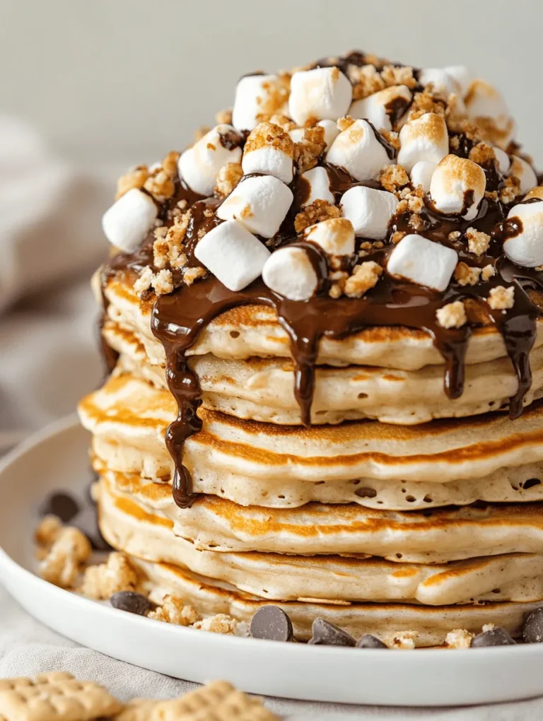 Are you ready to elevate your breakfast game? Imagine a stack of fluffy pancakes infused with the nostalgic flavors of campfire s'mores, a delightful treat that combines the sweetness of chocolate, the gooeyness of marshmallows, and the crunch of graham crackers. The S’mores Pancakes Delight recipe is not just a breakfast dish; it’s an experience that brings together the joy of outdoor adventures and the comforts of home. Perfect for family gatherings, casual brunches, or simply a cozy weekend treat, this recipe will transport you back to carefree summer nights spent around the fire, savoring every bite of melted chocolate and toasted marshmallows.