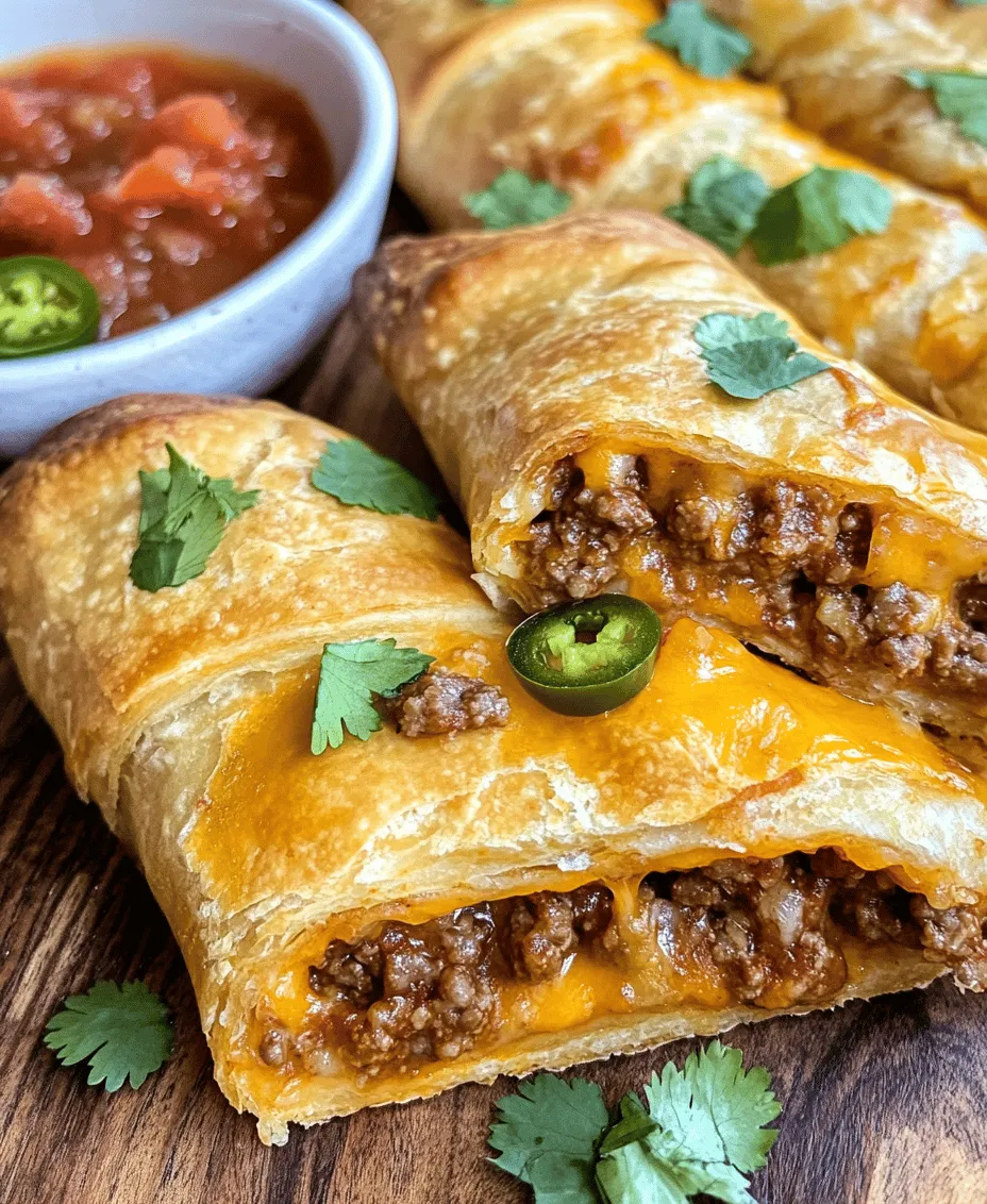 If you're on the hunt for a crowd-pleasing dish that combines convenience with deliciousness, look no further than Cheesy Taco Sticks. This delightful fusion of flavors and textures promises to elevate any gathering, whether it’s a lively game night, a casual family dinner, or a festive party. Picture this: a crispy, flaky exterior enveloping a savory filling of seasoned meat and gooey cheese, all with the unmistakable essence of tacos. With every bite, you’ll experience the comforting warmth of melted cheese paired with the zesty notes of taco seasoning — a combination that is simply irresistible.