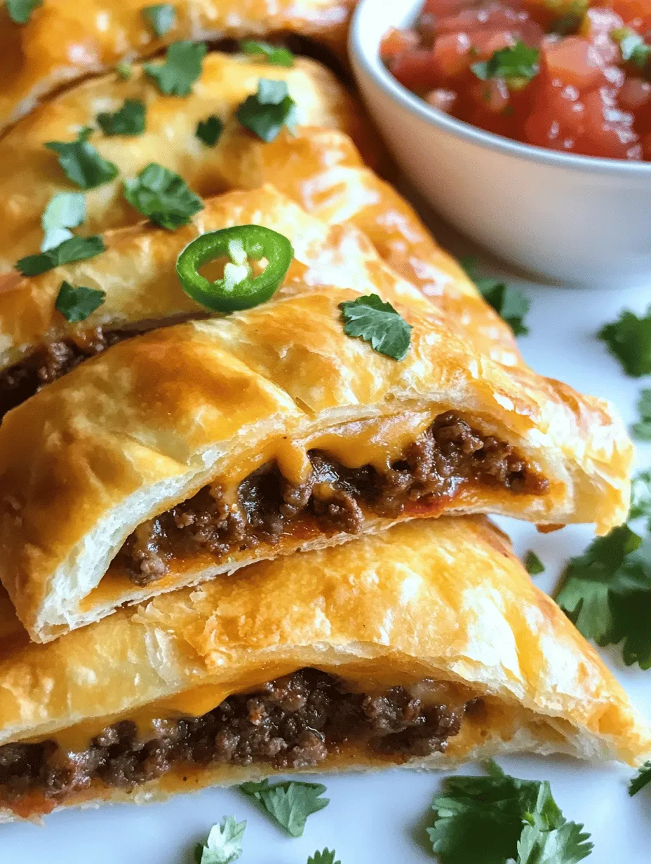 If you're on the hunt for a crowd-pleasing dish that combines convenience with deliciousness, look no further than Cheesy Taco Sticks. This delightful fusion of flavors and textures promises to elevate any gathering, whether it’s a lively game night, a casual family dinner, or a festive party. Picture this: a crispy, flaky exterior enveloping a savory filling of seasoned meat and gooey cheese, all with the unmistakable essence of tacos. With every bite, you’ll experience the comforting warmth of melted cheese paired with the zesty notes of taco seasoning — a combination that is simply irresistible.