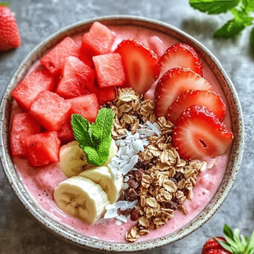 In recent years, smoothie bowls have surged in popularity as a vibrant and nutritious breakfast or snack option. These delightful creations are not only visually appealing but also provide a quick and easy way to incorporate a variety of fruits into your diet. One standout recipe that perfectly embodies the essence of summer is the Refreshing Watermelon and Strawberry Smoothie Bowl. Bursting with color and flavor, this smoothie bowl offers a revitalizing taste that is sure to awaken your senses.