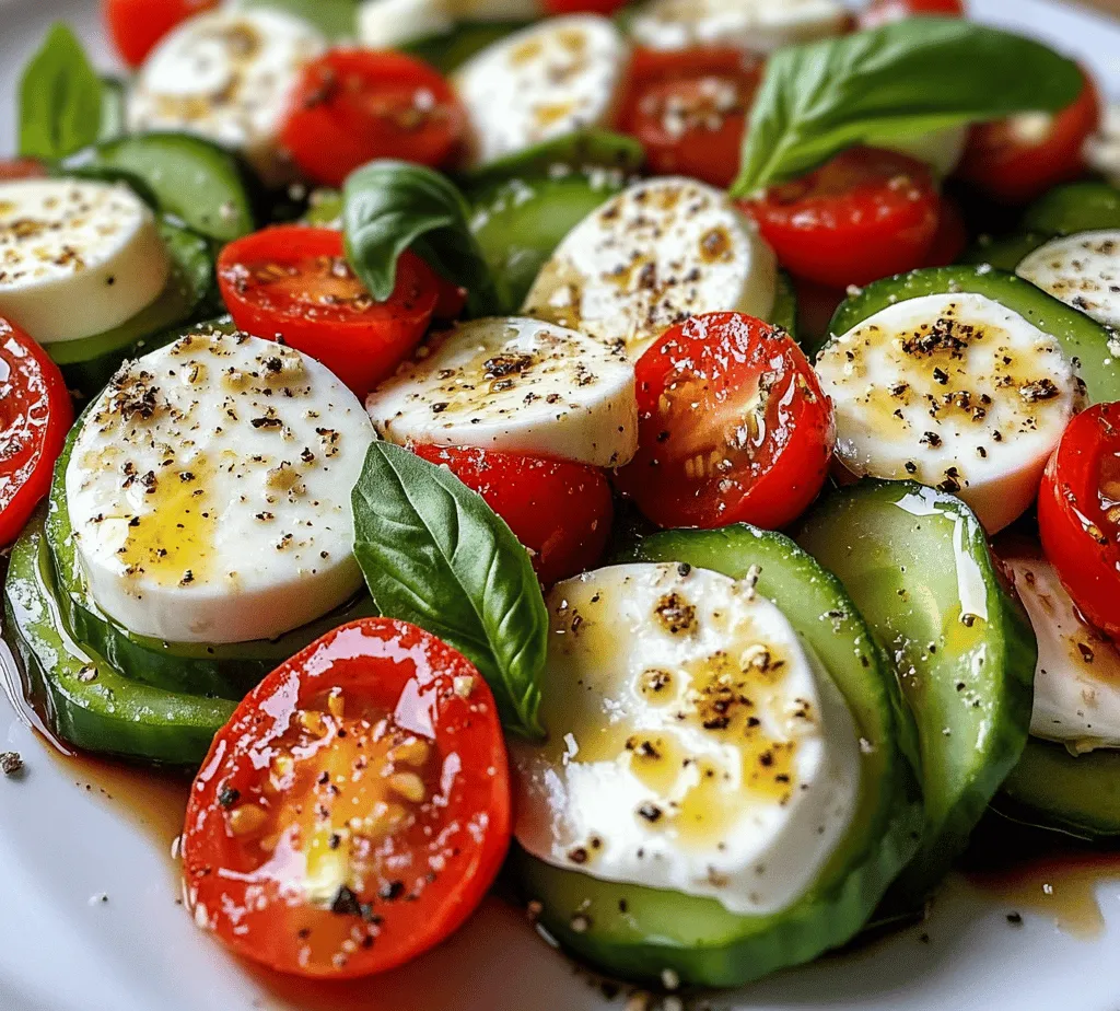 The Cucumber Caprese Salad is a vibrant and refreshing twist on the traditional Italian Caprese salad. Originating from the sun-soaked island of Capri, Italy, the classic Caprese features ripe tomatoes, fresh mozzarella, and fragrant basil, drizzled with olive oil and balsamic vinegar. By incorporating crunchy cucumbers into this beloved dish, we elevate the freshness and create a new take that is perfect for hot summer days or any light meal.
