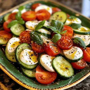The Cucumber Caprese Salad is a vibrant and refreshing twist on the traditional Italian Caprese salad. Originating from the sun-soaked island of Capri, Italy, the classic Caprese features ripe tomatoes, fresh mozzarella, and fragrant basil, drizzled with olive oil and balsamic vinegar. By incorporating crunchy cucumbers into this beloved dish, we elevate the freshness and create a new take that is perfect for hot summer days or any light meal.
