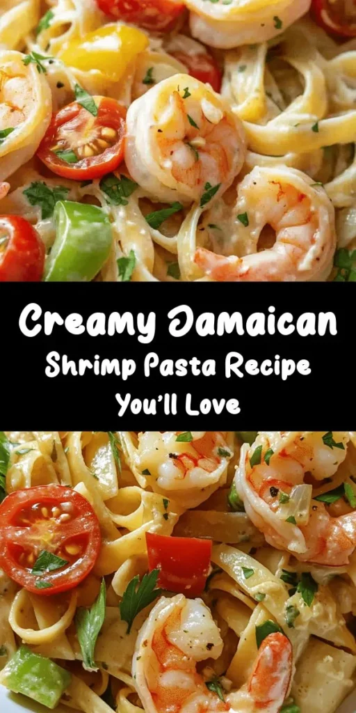 Indulge in the vibrant flavors of Jamaica with this delicious Jamaican Shrimp Pasta! This creamy dish features succulent shrimp, colorful bell peppers, and a rich sauce made from coconut milk and heavy cream. Ready in just 30 minutes, it’s perfect for a quick weeknight dinner. Garnish with fresh herbs for an extra pop of flavor. Treat yourself and your loved ones to a taste of the tropics with every delightful bite!