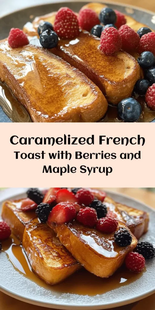 Indulge in the ultimate breakfast treat with this Caramelized Delight French Toast recipe! Perfect for weekends or special brunches, this dish features thick slices of brioche or challah soaked in a creamy cinnamon-vanilla mixture, then caramelized to perfection in a sweet brown sugar glaze. Top it off with fresh berries and a drizzle of maple syrup for a delightful finish. Quick to make, it's ready in just 20 minutes and serves two. Enjoy a taste of heaven!