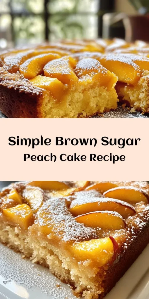 Savor the taste of summer with this Easy Brown Sugar Peach Cake! Bursting with fresh peaches and a perfect blend of brown and granulated sugar, this delightful dessert is sure to impress. The moist cake, made with simple ingredients like sour cream and butter, is topped with beautiful peach slices for a stunning presentation. Whether for a family gathering or a special treat, this cake is easy to make and absolutely delicious. Dust with powdered sugar before serving for an extra touch! 🍑🍰