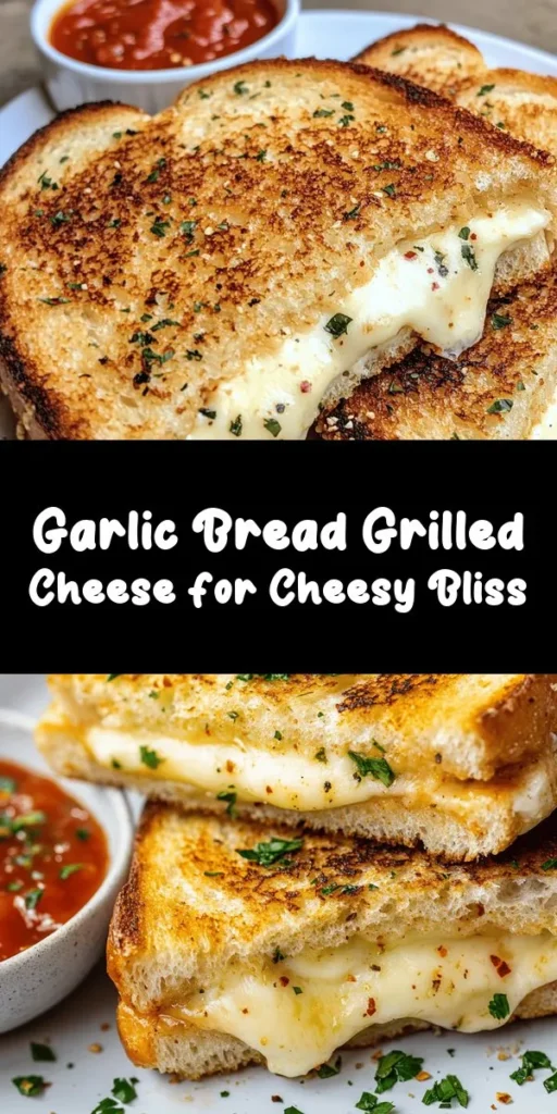 Indulge in the ultimate comfort food with this Garlic Bread Grilled Cheese! Perfectly crispy sourdough bread slathered with garlic butter surrounds a melty cheese blend of sharp cheddar and mozzarella. With just a hint of fresh parsley and a kick of red pepper flakes, this easy recipe elevates your traditional grilled cheese to a whole new level. Enjoy it warm with marinara for dipping or alongside a fresh salad. Quick to make and utterly delicious!