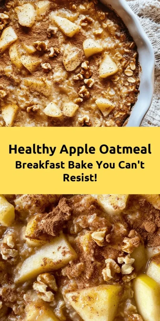 Start your mornings off right with this Irresistible Healthy Apple Oatmeal Breakfast Bake! Packed with wholesome ingredients like rolled oats, fresh apples, and a touch of sweetness from maple syrup or honey, this recipe is both nutritious and delicious. It's easy to prepare, perfect for meal prep, and makes a cozy breakfast that the whole family will love. Bake it up in just 50 minutes for a warm, satisfying start to your day!