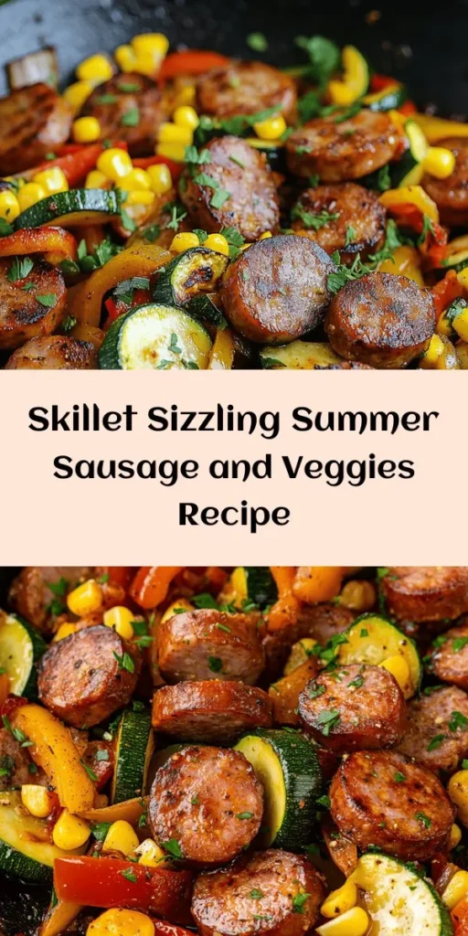 Enjoy a taste of summer with this sizzling Summer Sausage & Veggies Skillet! Packed with flavorful Italian sausage, vibrant bell peppers, zucchini, and sweet corn, this dish is a quick and easy weeknight meal. Ready in just 25 minutes, it's perfect for busy evenings or a relaxed weekend brunch. Seasoned with smoked paprika and oregano, it’s not only delicious but also visually stunning. Don’t forget to garnish with fresh herbs for that extra pop!