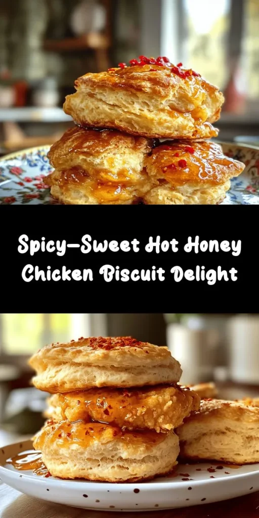 Get ready for a flavor explosion with these Spicy-Sweet Hot Honey Chicken Biscuits! Juicy fried chicken is coated in a homemade hot honey sauce that perfectly balances sweetness and spice, all nestled between fluffy homemade biscuits. This delicious recipe is perfect for brunch or a family dinner and is sure to impress. With simple ingredients and easy steps, you’ll have a crowd-pleaser on your hands in no time. Try it today!