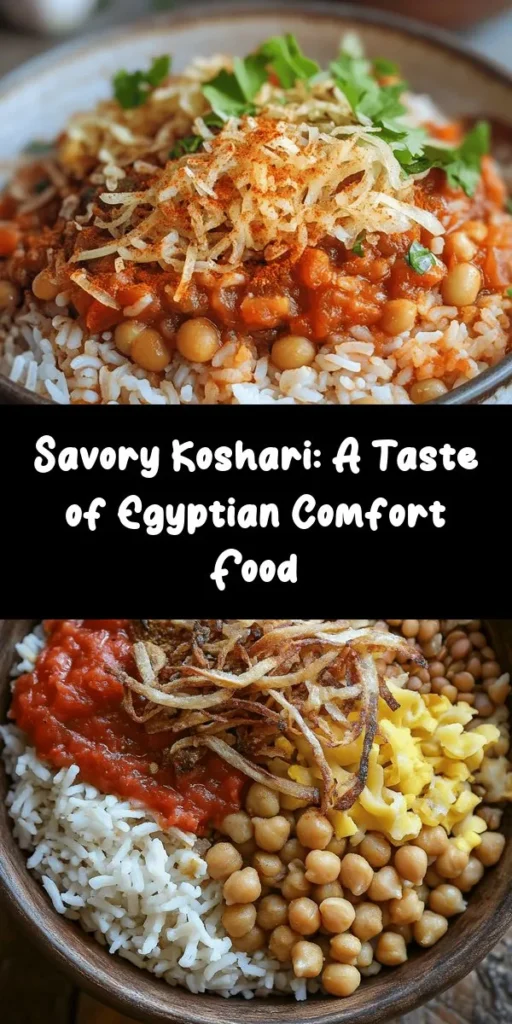 Discover the flavors of Egypt with this delicious Koshari Delight recipe! This hearty dish combines lentils, rice, and elbow macaroni, all topped with a rich tomato sauce seasoned with cumin, coriander, and paprika. Perfect for a cozy dinner or a special occasion, Koshari is not only filling but also packed with nutrients. Garnish it with crispy onions and chickpeas, and don’t forget the hot sauce for an extra kick. Enjoy this comforting meal in just an hour!