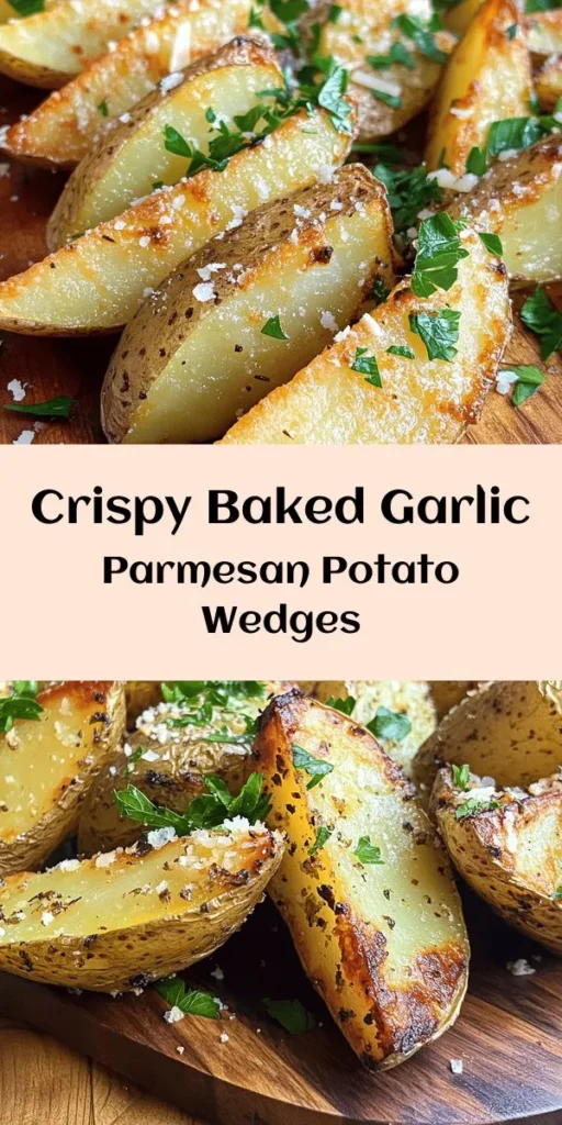 Discover the ultimate snack with these Baked Garlic Parmesan Potato Wedges! Crispy on the outside and fluffy on the inside, they're coated in a delicious mix of olive oil, garlic, and spices, then topped with grated Parmesan for an irresistible finish. Perfect for game day or as a flavorful side dish, this recipe is easy to make and sure to impress. Bake them to golden perfection and enjoy a tasty treat everyone will love!