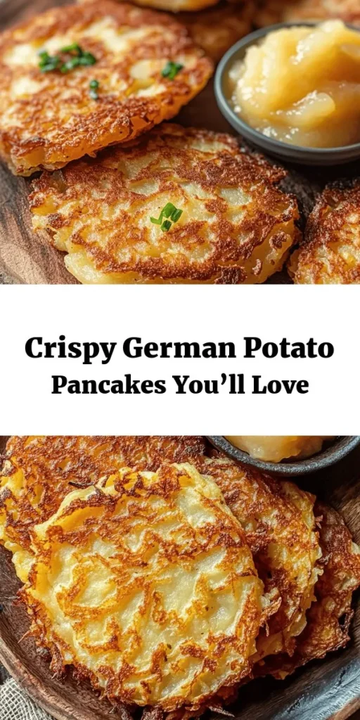 Discover the deliciousness of Crispy Authentic German Potato Pancakes with this easy recipe! Made with fresh grated potatoes and onions, these pancakes are perfectly crispy and golden brown. Serve them warm with a side of applesauce or sour cream for the ultimate indulgence. Perfect for any meal, these potato pancakes are sure to impress your family and friends. Let's bring a taste of Germany to your kitchen!