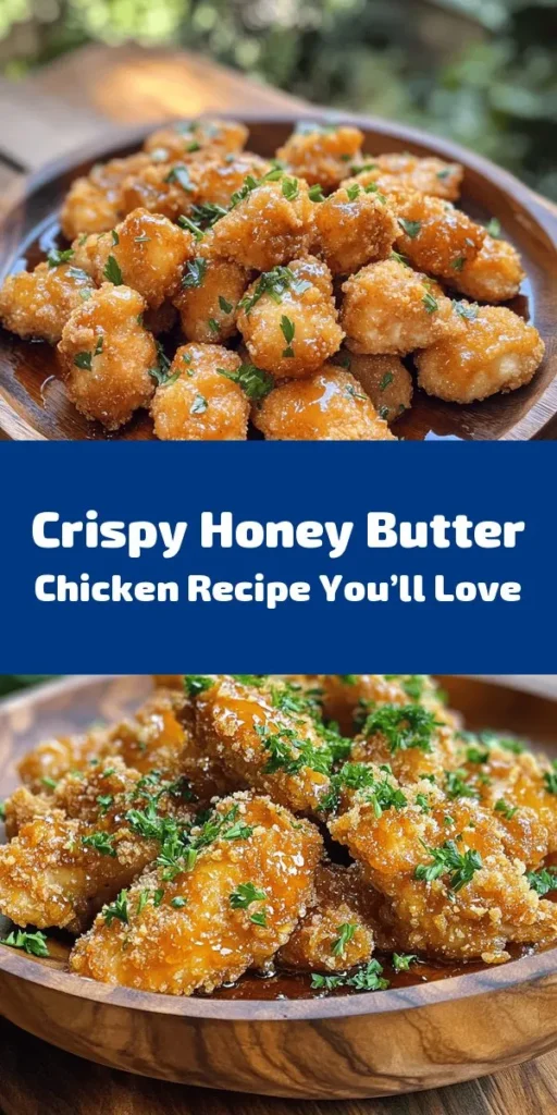 Satisfy your craving for comfort food with this mouthwatering Honey Butter Chicken recipe! Juicy chicken bites are perfectly seasoned, breaded, and fried to golden perfection. Drizzled with a dreamy honey butter sauce, it's an irresistible blend of sweet and savory. Ready in just 40 minutes, this dish is perfect for dinner or meal prep. Garnish with fresh parsley and serve with your favorite sides for a meal that's sure to impress!