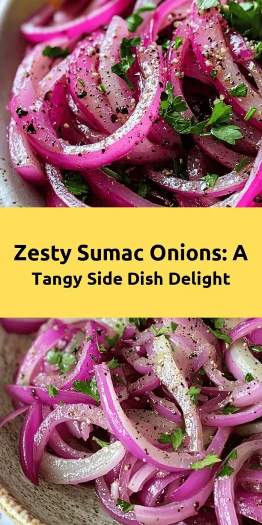 Elevate your meals with these Tangy Sumac Onions! This easy recipe combines thinly sliced red onions with a zesty sumac dressing, creating a refreshing and flavorful addition to any dish. Just mix the ingredients, let them chill, and enjoy these onions as a delicious topping for grilled meats, salads, or sandwiches. With minimal prep and a burst of flavor, they're perfect for gatherings or a simple weeknight dinner. Don't forget the lemon wedges for an extra zing!