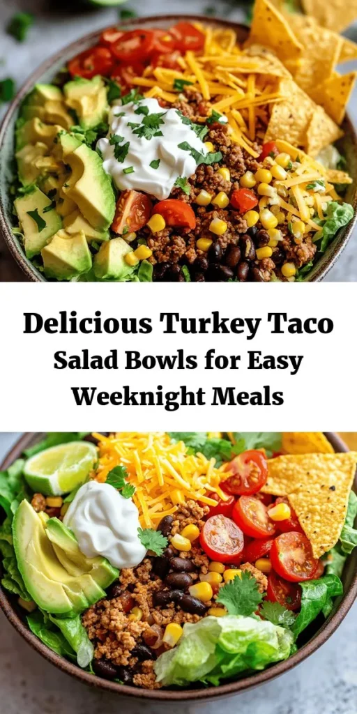 Looking for a quick and delicious meal? Try these Turkey Taco Salad Bowls! Packed with seasoned ground turkey, fresh veggies like cherry tomatoes, black beans, and avocado, plus all your favorite toppings, this dish is both nutritious and satisfying. It’s perfect for a weeknight dinner or a fun weekend gathering. Serve it with tortilla chips or taco shells for an extra crunch. Ready in just 25 minutes, these bowls are a must-try!