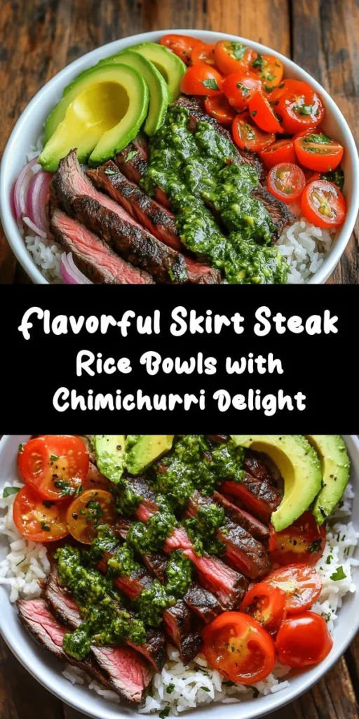 Elevate your dinner game with these delicious Skirt Steak Rice Bowls topped with homemade chimichurri sauce! Juicy skirt steak pairs perfectly with fluffy jasmine rice, sautéed bell peppers, and fresh toppings like avocado and cherry tomatoes. This easy recipe takes just 35 minutes to prepare, making it ideal for busy weeknights or a special weekend meal. Enjoy this vibrant and flavorful dish that will impress family and friends!