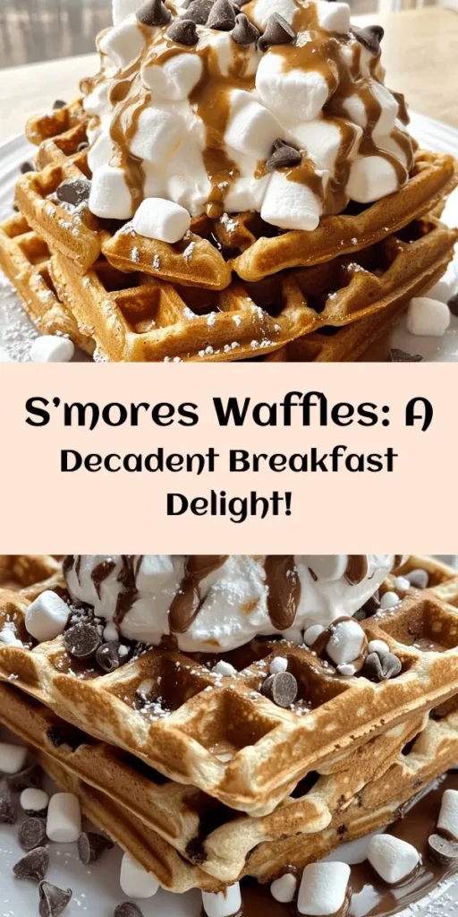 Transform your breakfast into a campfire delight with these indulgent S’mores Waffles! Made with a rich batter filled with chocolate chips, mini marshmallows, and crushed graham crackers, these waffles are crispy on the outside and fluffy on the inside. Top them with extra chocolate, marshmallows, and a drizzle of whipped cream for an extra special treat. Perfect for brunch or a sweet start to your day! Ready in just 30 minutes.
