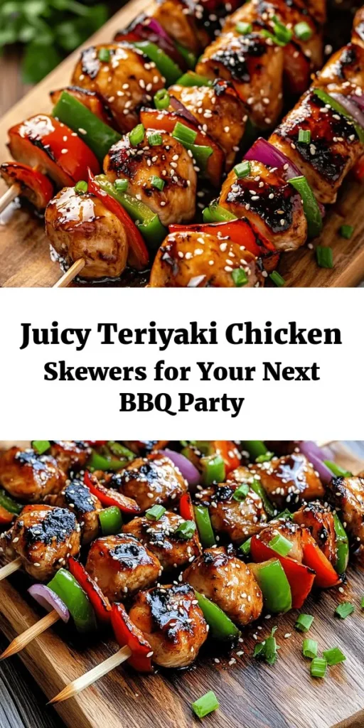 Discover the ultimate summer treat with these Best Ever Teriyaki Chicken Skewers! These skewers are packed with juicy, marinated chicken thighs, fresh vegetables, and a delicious homemade teriyaki glaze. Perfect for grilling season, they're easy to make and packed with flavor. Just marinate, assemble, and grill for a delightful dish that’s great served with rice or a fresh salad. Garnish with sesame seeds and green onions for a stunning presentation. Enjoy!