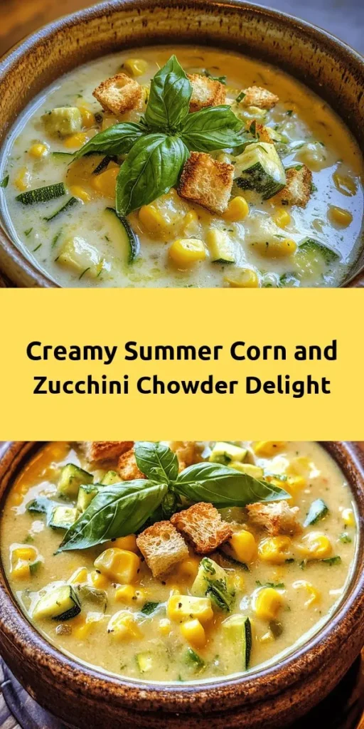 Indulge in the fresh flavors of summer with this delicious Corn and Zucchini Chowder! Made with sweet corn, tender zucchini, and aromatic herbs, this creamy chowder is perfect for warm days. Just sauté the veggies, add vegetable broth, and blend to desired creaminess. Finish with a splash of lemon and fresh basil for a burst of flavor. Serve with crusty bread or croutons for a satisfying meal. Perfect for family dinners or gatherings!