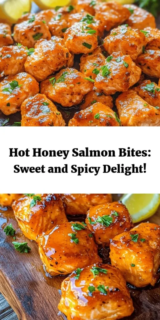 Elevate your dinner game with these Spicy-Sweet Hot Honey Salmon Bites! Perfectly marinated in a delicious blend of hot honey, soy sauce, and spices, these bite-sized treats are easy to make and bursting with flavor. Just marinate the salmon, bake, and serve with fresh lemon wedges for a delightful kick. Ideal for weeknight meals or entertaining guests, these bites are sure to impress. Try them today for a taste sensation that’s quick and satisfying!